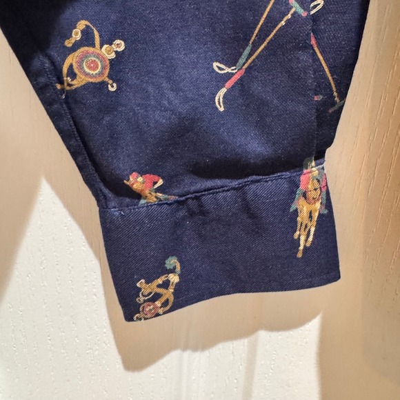 EXCO Vtg Men's Navy Golf & Polo Scene Button Down Shirt Size M - Picture 12 of 15